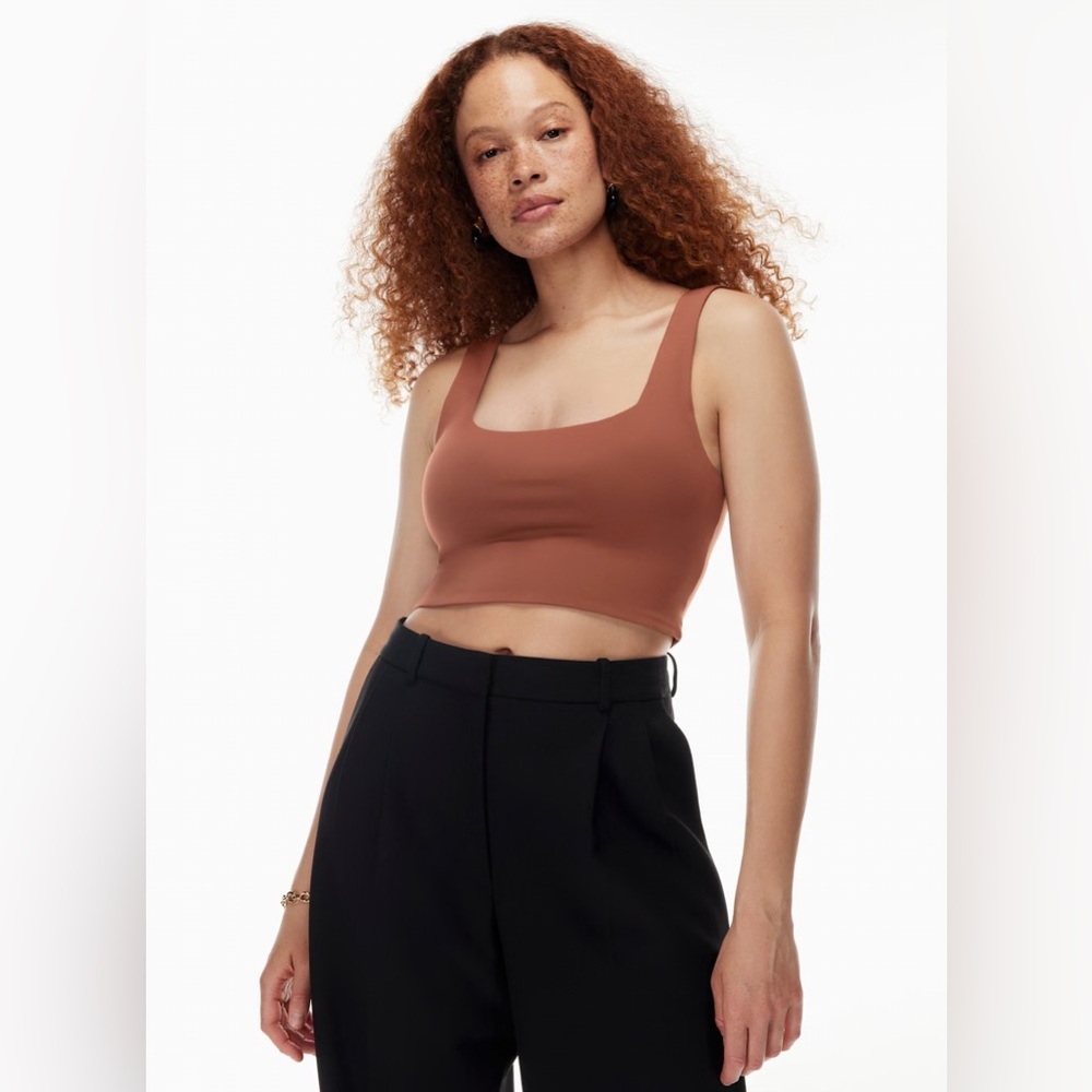 Aritzia Babaton Contour Square Neck Tank in Rusty Red/Brown Colour - Picture 4 of 12